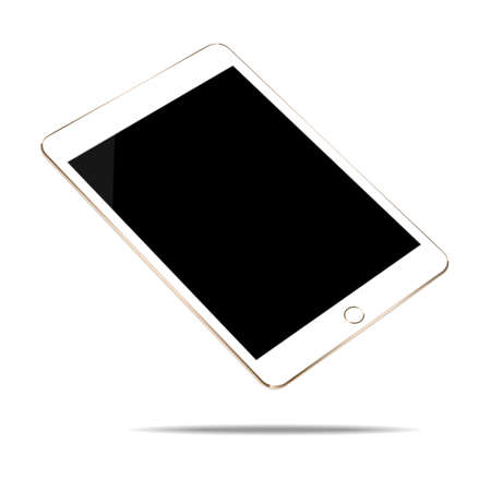 mock up gold tablet isolated on white vector designのイラスト素材