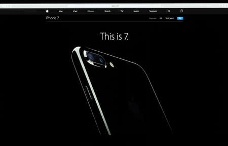 Bangkok, Thailand - SEPTEMBER 27, 2016: Apple computer website showcasing iPhone 7 available for...
