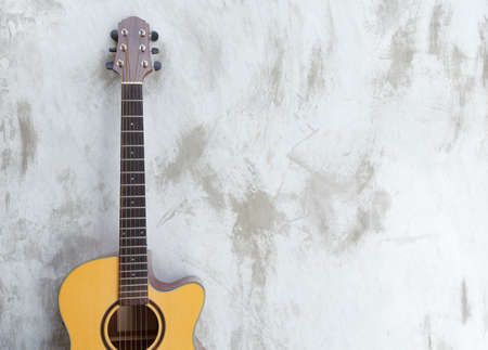 acoustic guitar on loft background with copy space