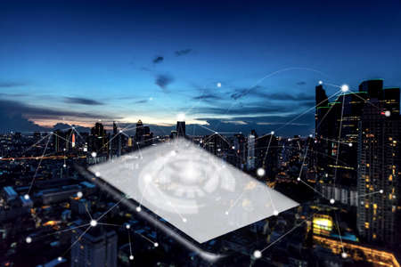 communication technology in city abstract conceptualの写真素材