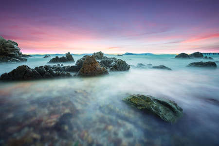 beach during evening long exposure photograghy shotの写真素材