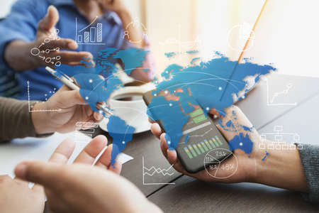 graph infographic worldwide business conceptの写真素材