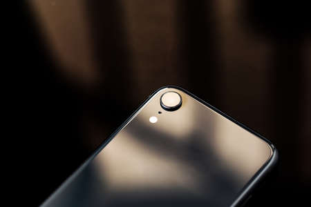 close-up back side of new smartphone
