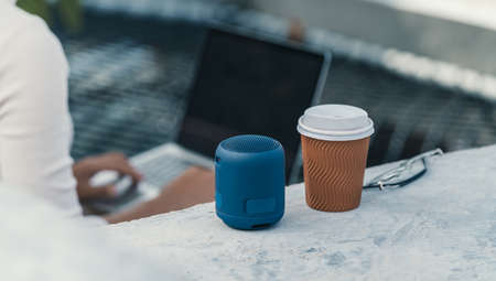 close-up wireless small speakerの写真素材