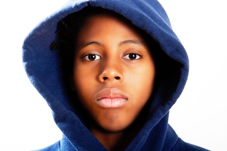 boy in a blue hoodieの写真素材