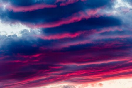 mysterious fiery sky at sunsetの写真素材