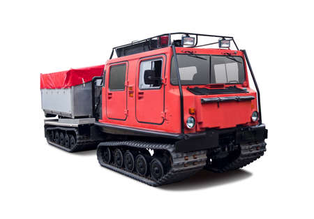 Red Snow rescue vehicle isolated on whiteの写真素材