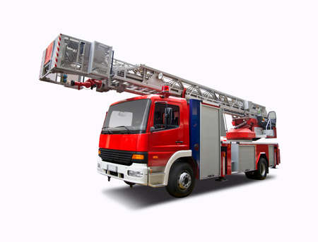 Fire truck crane isolated on white