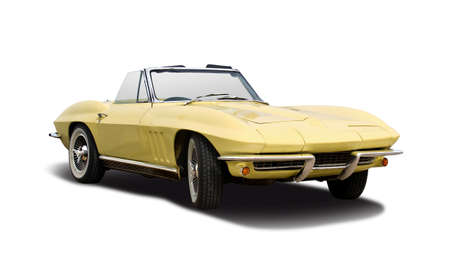 Classic American cabrio car isolated on white