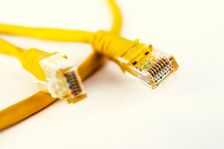 Yellow network cable macro shoot