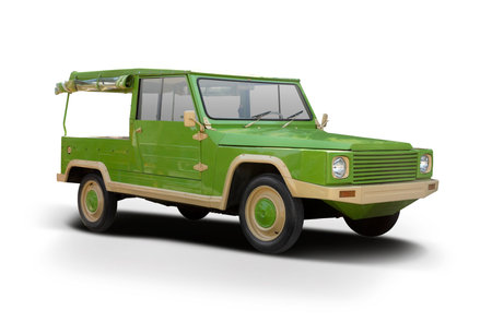 Classic pick-up car isolated on white backgroundの写真素材