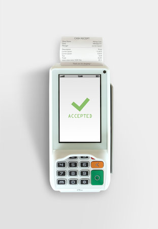 Credit card terminal isolated on white backgroundの写真素材