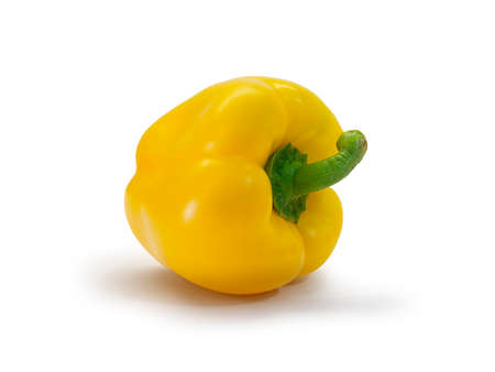 Yellow bell pepper isolated on white backgroundの写真素材