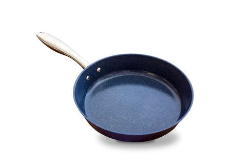 Non stick surface frying pan isolated on white backgroundの写真素材