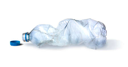 Crushed Water Bottle isolated on white background