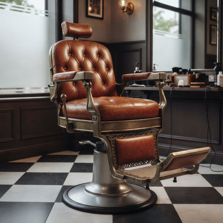 Barber chair in a barbershop. Barbershop interiorの素材