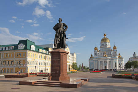 Russia  Saransk city veiw and churchの写真素材