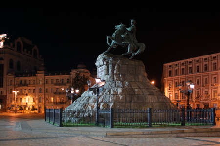 Ukraine. Kiev. The monument to Bogdan Khmelnitsky at the Sophia Squareのeditorial素材