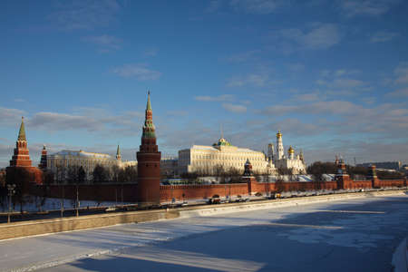 Russia. Moscow. View at Kremlin from Big Stone Bridgeのeditorial素材