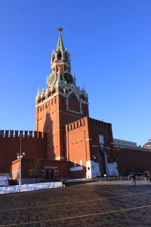 Russia. Moscow. Kremlin Towers. Spasskaya Tower (Saviour Tower)の写真素材