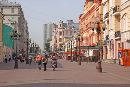 Russia. Moscow, View at historical famous street - Arbatのeditorial素材