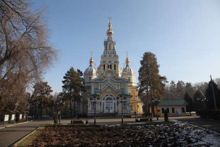 View at Ascension Cathedral, Almaty, Kazakhstanの写真素材
