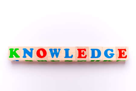 Wooden cubes with word KNOWLEDGEの写真素材