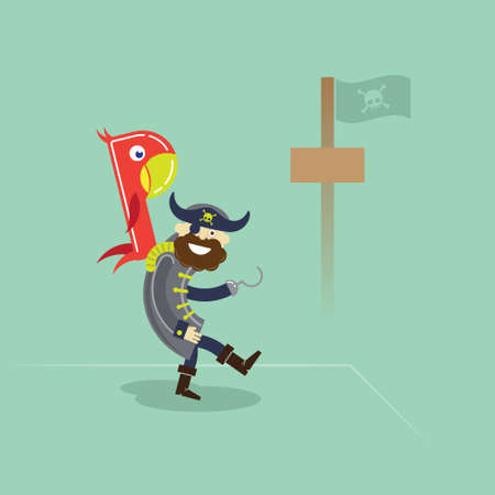 Pirate with parrotのイラスト素材