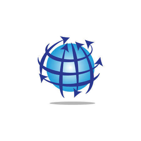 Globe with lines and arrows.のイラスト素材