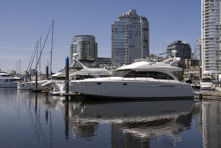 A marina in Yaletown, Vancouver, BC, Canada.の写真素材