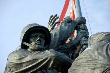 The US Marine Corps War Memorial is located near Arlington National Cemetery in Rosslyn, Virginia. It is dedicated to all personnel of the United States Marine Corps (USMC) who have died defending their country since 1775.の写真素材