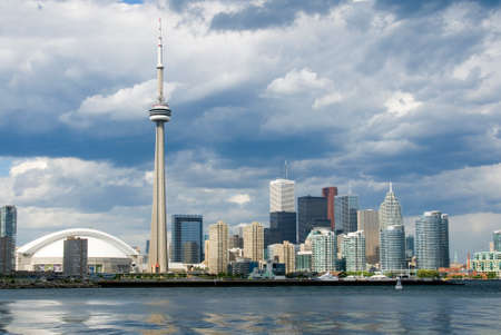 Downtown Toronto just before a summer shower.のeditorial素材