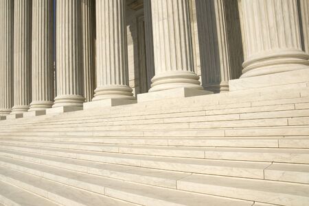 The steps and columns at the entrance to the US Supreme Court in Washington, DC.