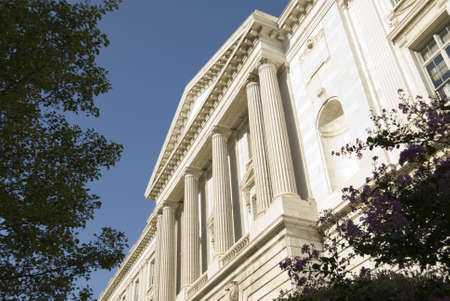 The classically inspired eastern facade of the Russell Senate Office building in Washington, DC.