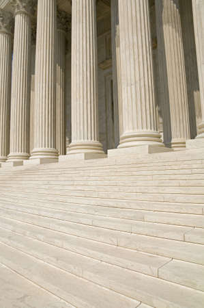 The steps and columns at the entrance to the US Supreme Court in Washington, DC.
