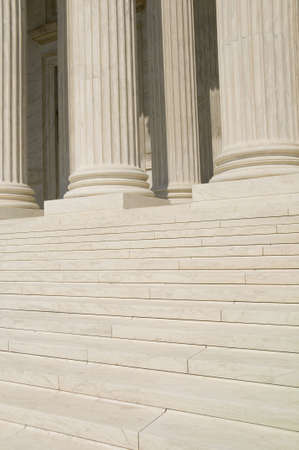 The steps and columns at the entrance to the US Supreme Court in Washington, DC.の写真素材