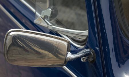 Blue classic car mirrorの写真素材