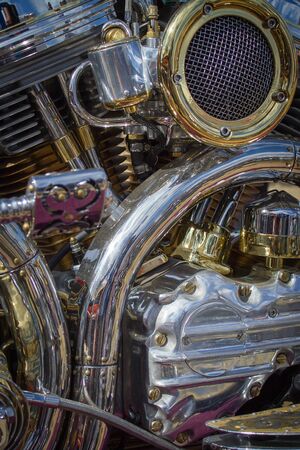 Vintage motorcycle, chrome engine
