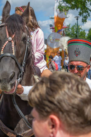 A girl on a horse. Poland, Zakopane, GubaÅÃ³wka 07.08.2016のeditorial素材