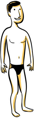 A cartoon man, wearing a swimsuit.の写真素材