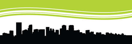 Skyline silhouette of the city of Calgary, Alberta, Canada.の写真素材