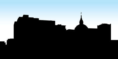 Skyline silhouette of the city of Montreal, Quebec, Canada の写真素材