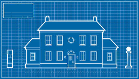 A blueprint diagram of a large mansion  の写真素材