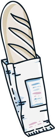 A fresh,cartoon baguette in a paper bag の写真素材