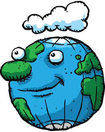 A cartoon earth character with a friendly grin.のイラスト素材