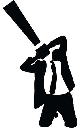A silhouette of a businessman with an exclamation point for a head.のイラスト素材