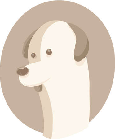 A cartoon portrait of a simple dog. 
