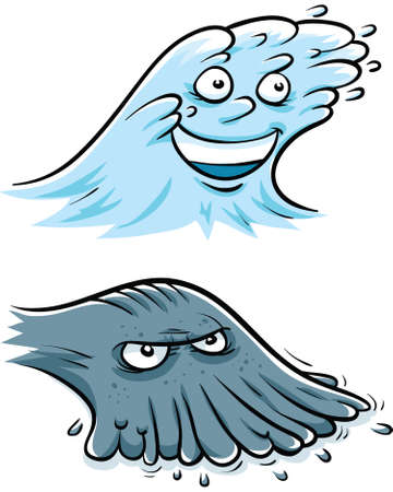 Cartoon water characters representing flowing and ebbing.のイラスト素材