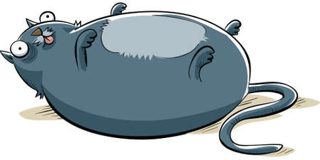 Cartoon of a big, cat dog lying on its back.のイラスト素材