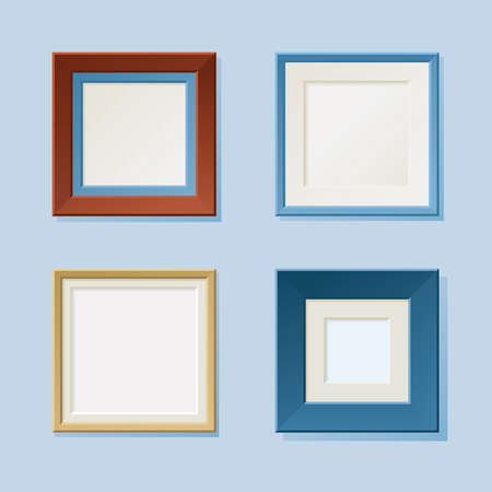 Set of four picture frames in different colours.